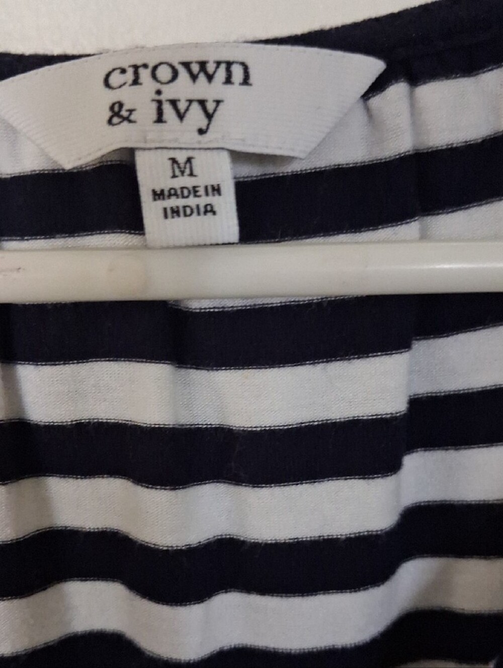 crown & ivy Black and White Striped Ruffle V-Neck Tank Top - Picture 2 of 5